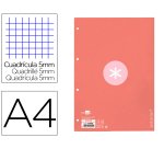 Recambio liderpapel A4 Antartik 80 hojas 90g/m2 cuadro 5 mm 4 taladros 1 banda marco color rosa