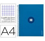 Cuaderno espiral a4 micro antartik tapa forrada 120h 90 gr cuadro 5mm 5 bandas 4 taladros color azul marino