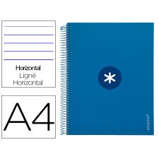 Cuaderno espiral a4 micro antartik tapa forrada 120h 90 gr horizontal 5 bandas 4 taladros color azul oscuro