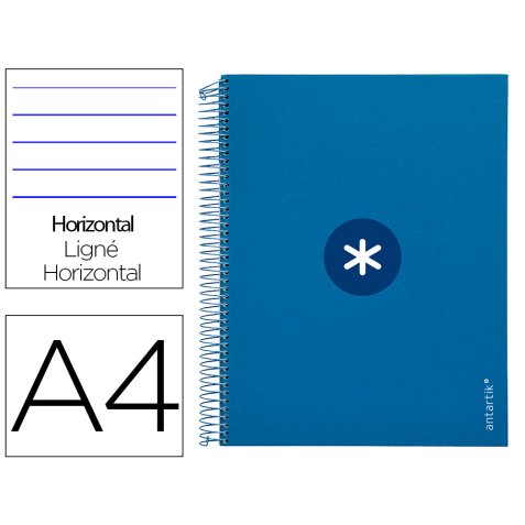 Cuaderno espiral a4 micro antartik tapa forrada 120h 90 gr horizontal 5 bandas 4 taladros color azul oscuro