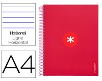 Cuaderno espiral a4 micro antartik tapa forrada 120h 90 gr horizontal 5 bandas 4 taladros color frambuesa
