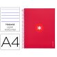 Cuaderno espiral a4 micro antartik tapa forrada 120h 90 gr horizontal 5 bandas 4 taladros color frambuesa