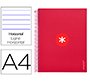 Cuaderno espiral a4 micro antartik tapa forrada 120h 90 gr horizontal 5 bandas 4 taladros color frambuesa