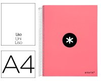 Cuaderno espiral a4 micro antartik tapa forrada 120h 90 gr liso 5 bandas 4 taladros color coral