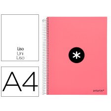 Cuaderno espiral a4 micro antartik tapa forrada 120h 90 gr liso 5 bandas 4 taladros color coral