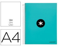 Cuaderno espiral a4 micro antartik tapa forrada 120h 90 gr liso 5 bandas 4 taladros color menta