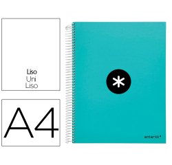 Cuaderno espiral a4 micro antartik tapa forrada 120h 90 gr liso 5 bandas 4 taladros color menta