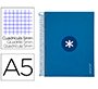 Cuaderno espiral a5 micro antartik tapa forrada120h 90 gr cuadro 5mm 5 bandas6 taladros color azul oscuro
