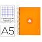 Cuaderno espiral a5 micro antartik tapa forrada120h 90 gr cuadro 5mm 5 bandas6 taladros color mostaza