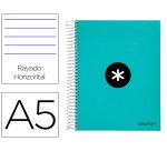 Cuaderno espiral a5 micro antartik tapa forrada120h 100 gr horizontal 5 banda6 taladros color menta