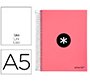 Cuaderno espiral a5 micro antartik tapa forrada120h 90 gr liso 5 bandas 6 taladros color coral