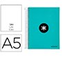 Cuaderno espiral a5 micro antartik tapa forrada120h 90 gr liso 5 bandas 6 taladros color menta