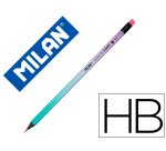 Lapices de grafito milan sunset hb madera negra de tilo con goma de borrar colores surtidos