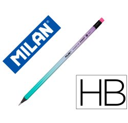 Lapices de grafito milan sunset hb madera negra de tilo con goma de borrar colores surtidos