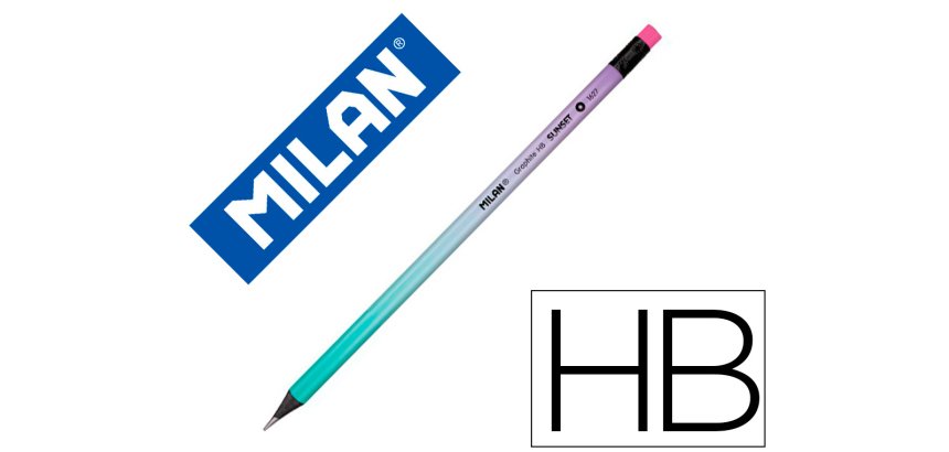 Lapices de grafito milan sunset hb madera negra de tilo con goma de borrar colores surtidos