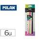 Lapices de colores milan sunset mina gruesa 3,5 mm caja de 6 unidades colores surtidos