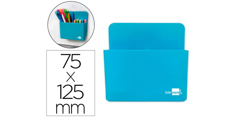 Cubilete portalapices liderpapel azul claro opaco plastico magnetico 125x75x40 mm