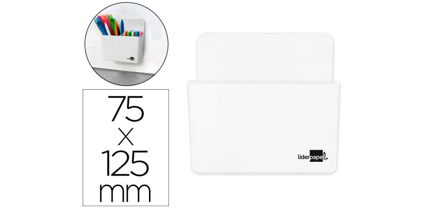 Cubilete portalapices liderpapel blanco opaco plastico magnetico 125x75x40 mm