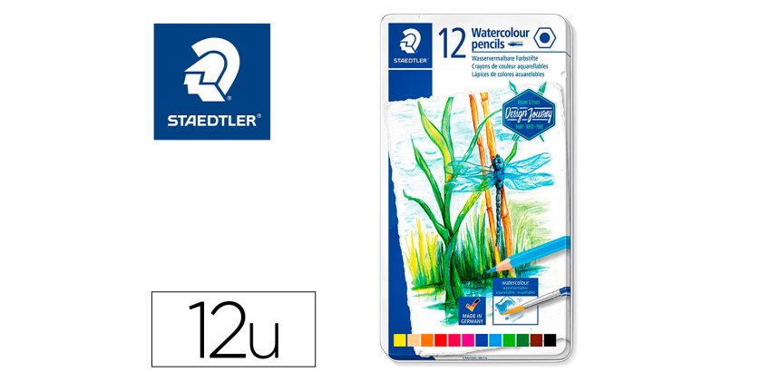 Lapices de colores staedtler acuarelables caja metal de 12 unidades colores surtidos