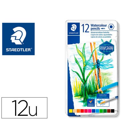 Lapices de colores staedtler acuarelables caja metal de 12 unidades colores surtidos