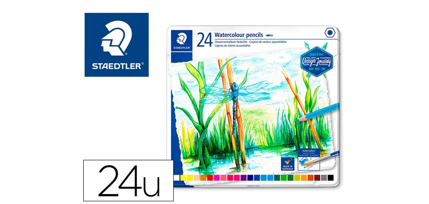 Lapices de colores staedtler acuarelables caja metal de 24 unidades colores surtidos