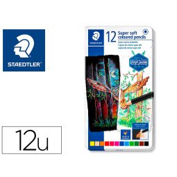 Lapices de colores staedtler super soft caja metal de 12 colores surtidos