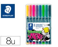 Rotulador staedtler lumocolor retroproyeccion punta de fibra 318 estuche de 8 unidades colores surtidos