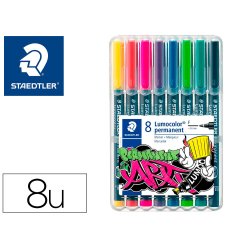 Rotulador staedtler lumocolor retroproyeccion punta de fibra 318 estuche de 8 unidades colores surtidos