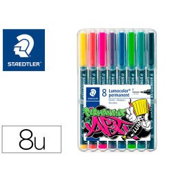 Rotulador staedtler lumocolor retroproyeccion punta de fibra 318 estuche de 8 unidades colores surtidos