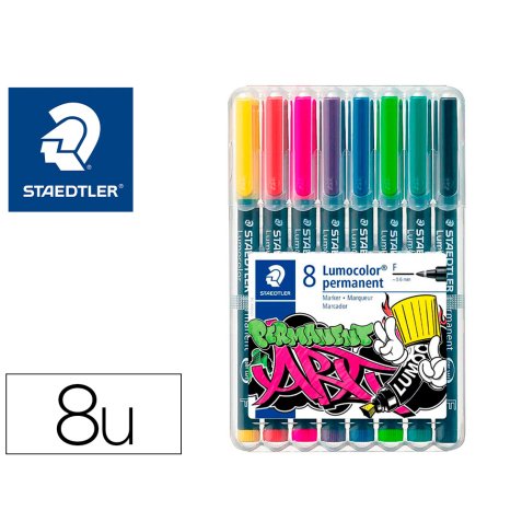 Rotulador staedtler lumocolor retroproyeccion punta de fibra 318 estuche de 8 unidades colores surtidos