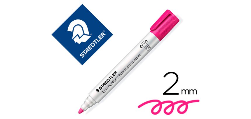 Rotulador staedtler lumocolor 351 para pizarra blanca punta redonda 2 mm recargable color rosa