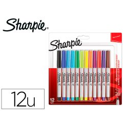 Rotulador sharpie permanente ultrafino blister 12 unidades colores surtidos