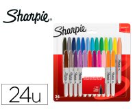 Rotulador sharpie permanente fino blister 24 unidades colores surtidos