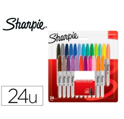 Rotulador sharpie permanente fino blister 24 unidades colores surtidos