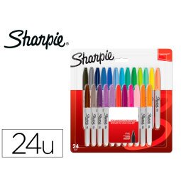 Rotulador sharpie permanente fino blister 24 unidades colores surtidos