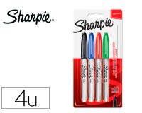 Rotulador sharpie permanente fino blister 4 unidades colores estandar surtidos