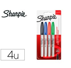 Rotulador sharpie permanente fino blister 4 unidades colores estandar surtidos