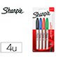 Rotulador sharpie permanente fino blister 4 unidades colores estandar surtidos