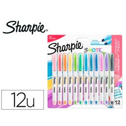 Rotulador sharpie permanente s-note punta biselada trazo 1,2 /3,87 mm blister 12 unidades colores surtidos