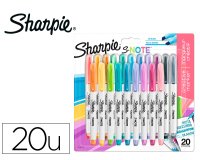 Rotulador sharpie permanente s-note punta biselada trazo 1,2 /3,87 mm blister 20 unidades colores surtidos