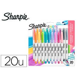 Rotulador sharpie permanente s-note punta biselada trazo 1,2 /3,87 mm blister 20 unidades colores surtidos