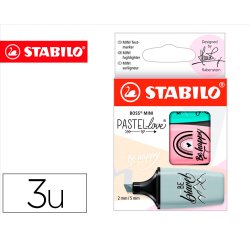 Rotulador stabilo boss mini pastel love estuche de 3 unidades pizca de menta/rubor rosa/toque de turquesa