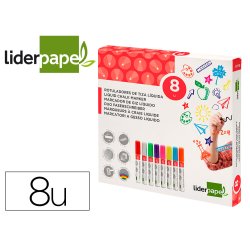 Rotulador liderpapel tiza liquida punta redonda trazo 6 mm caja de 8 unidades colores surtidos