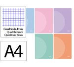 Libreta liderpapel 360 tapa de plastico a4 48 hojas 90gr cuadro 4mm con margen colores pastel surtidos