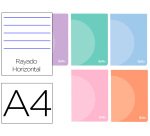 Libreta liderpapel 360 tapa de plastico a4 48 hojas 90gr horizontal con doble margen colores pastel
