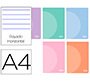 Libreta liderpapel 360 tapa de plastico a4 48 hojas 90gr horizontal con doble margen colores pastel