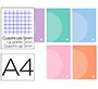 Libreta liderpapel 360 tapa de plastico a4 48 hojas 90gr cuadro 5mm con doble margen colores pastel