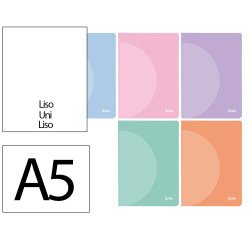 Libreta liderpapel 360 tapa de plastico a5 48 hojas 90gr liso sin margen colores pastel surtidos