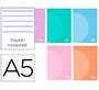 Libreta liderpapel 360 tapa de plastico a5 48 hojas 90gr horizontal con doble margen colores pastel