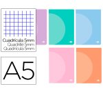 Libreta liderpapel 360 tapa de plastico a5 48 hojas 90gr cuadro 5 mm con doble margen colores pastel
